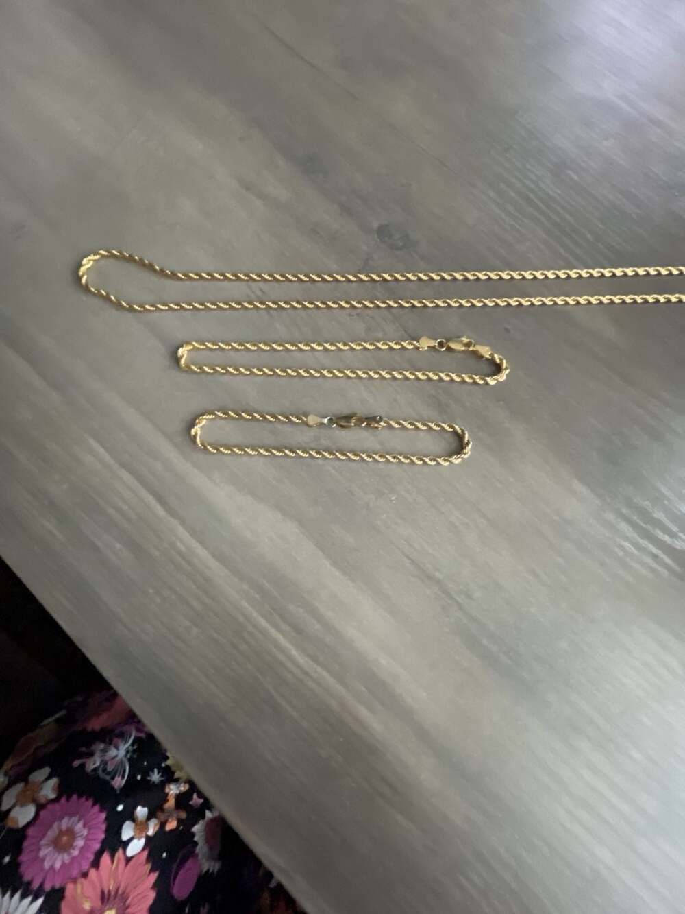 Gold Plated Rope Chain And Bracelet Set - Picture 2 of 6